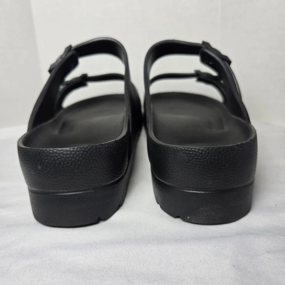 Lane Bryant Double Strap EVA Slides Sandals Womens 10 Black Beach Comfort School